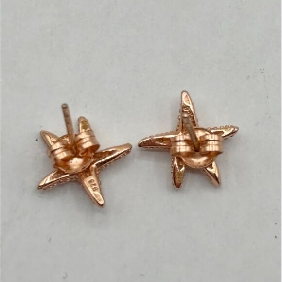 Starfish Stud Earrings 925 Sterling Silver Rose Gold Plated With CZ - Picture 3 of 7